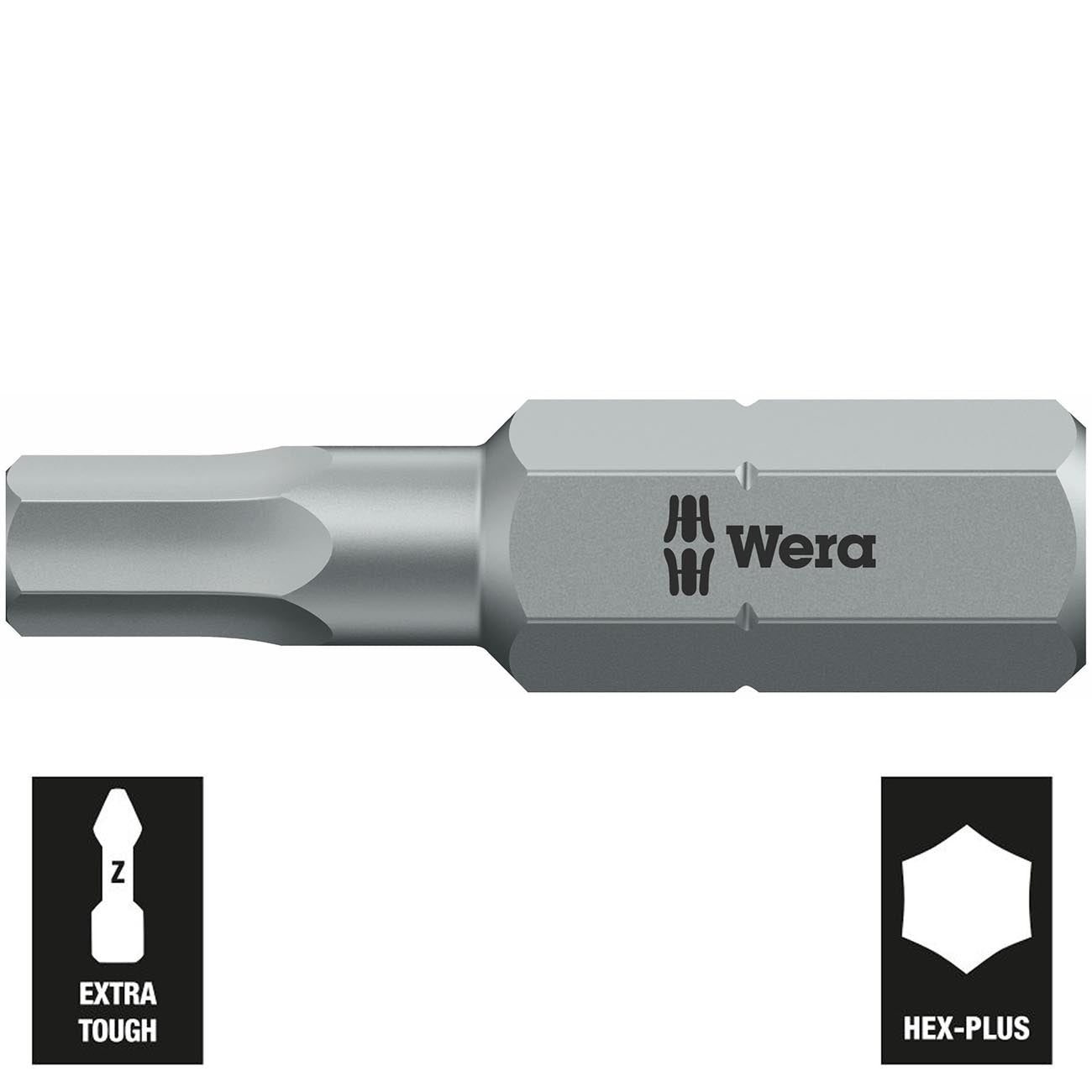 WERA 05056305001 2mm Hex-Plus Bit - 1/4" Drive Wera