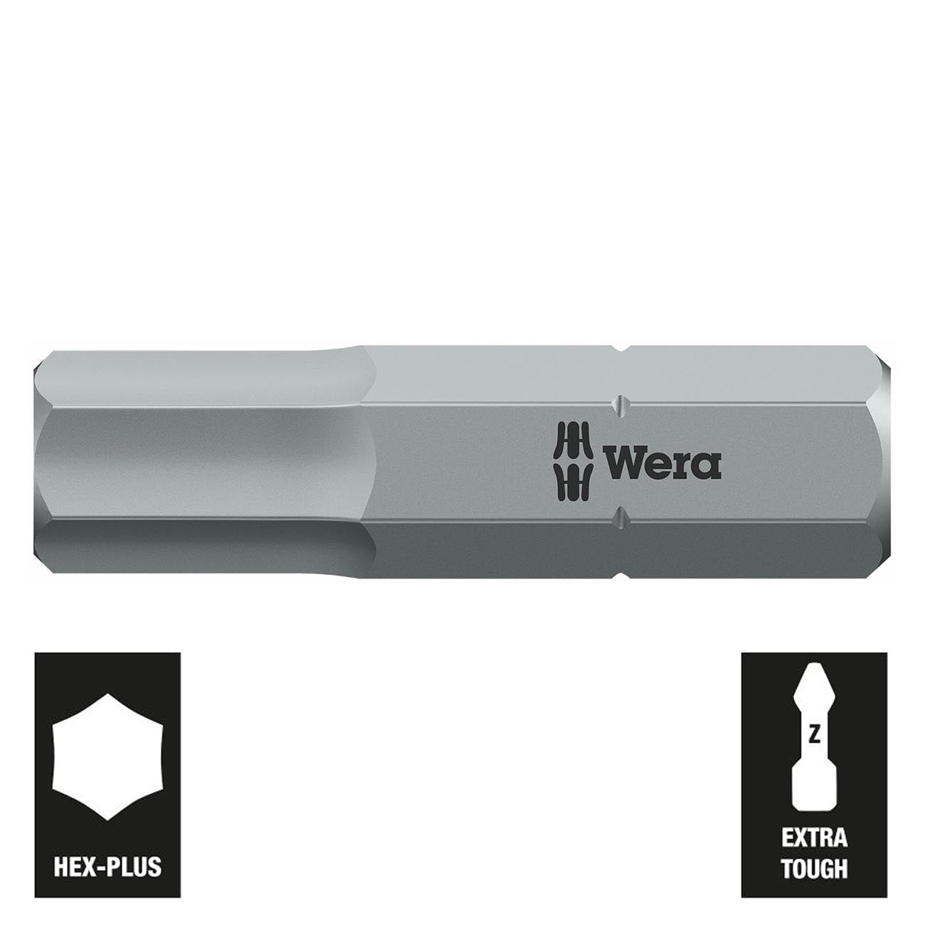 WERA 05056330001 6mm Hex-Plus Bit - 1/4" Drive Wera