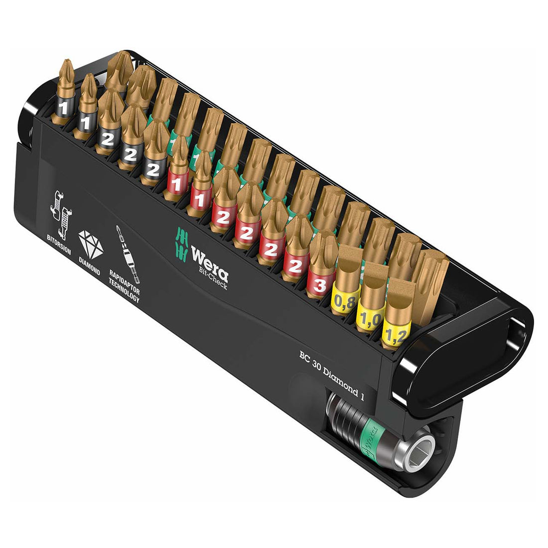 WERA 05057431001 Bit-Check 30 Diamond Coated Tips (30-Piece Set) Wera