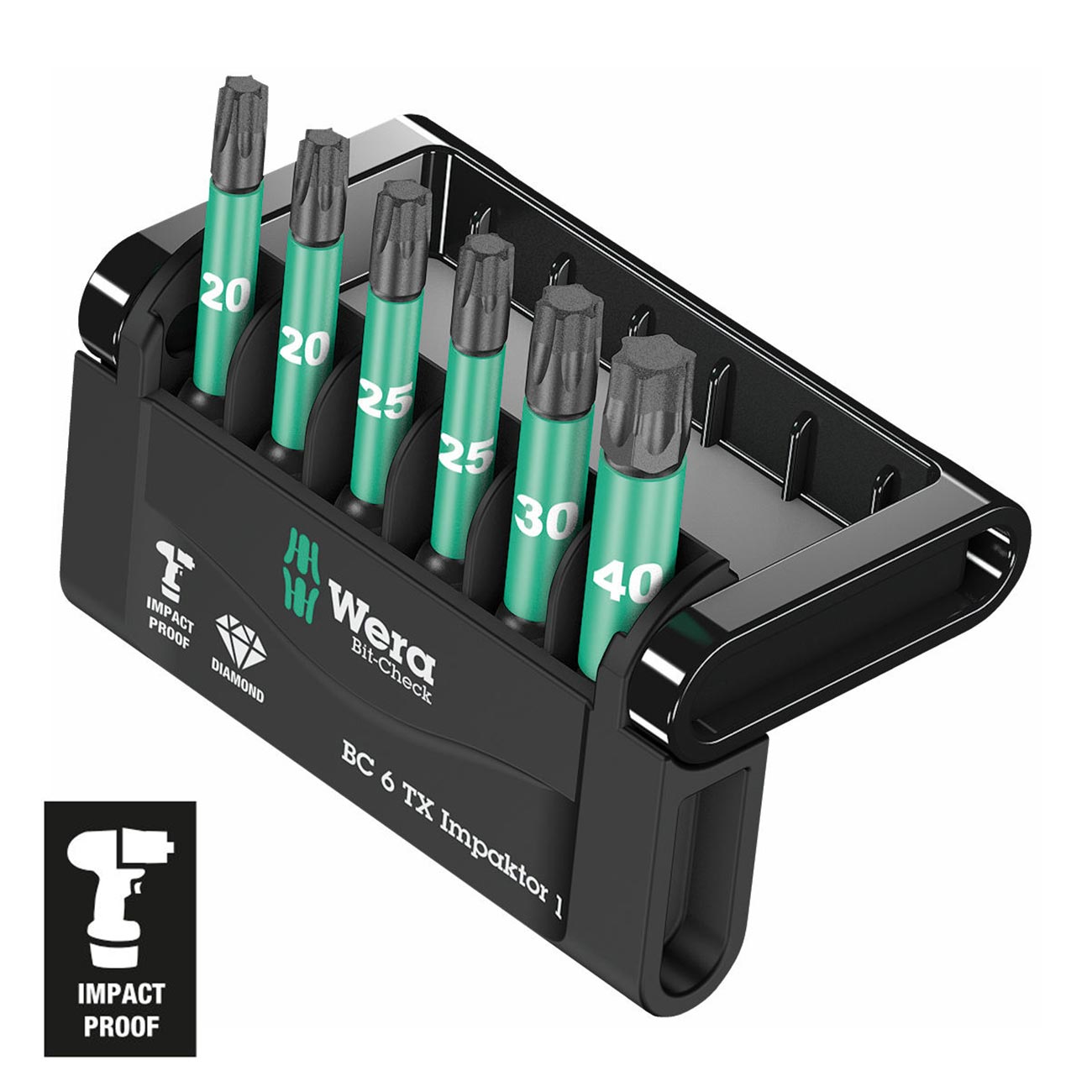 WERA 05057693001 1/4" Drive TORX Impact Bit Set and Carrying Case (6 Piece) Wera