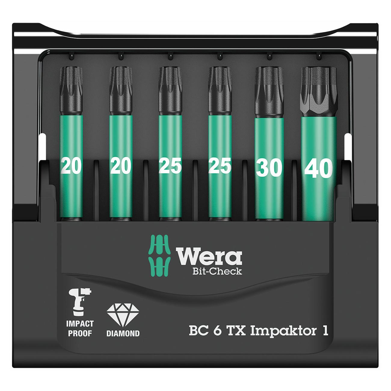 WERA 05057693001 1/4" Drive TORX Impact Bit Set and Carrying Case (6 Piece) Wera
