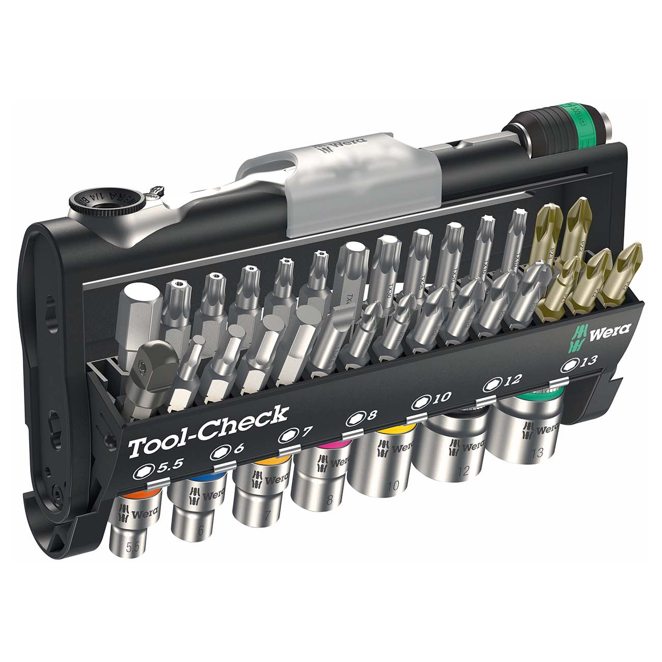 WERA 05073220001 TOOL CHECK 1 Metric 1/4" Socket/Bit Driver Set (38-Piece Set) Wera