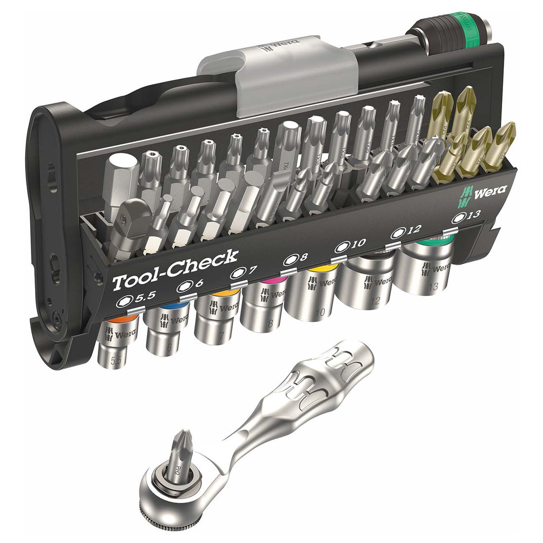 WERA 05073220001 TOOL CHECK 1 Metric 1/4" Socket/Bit Driver Set (38-Piece Set) Wera