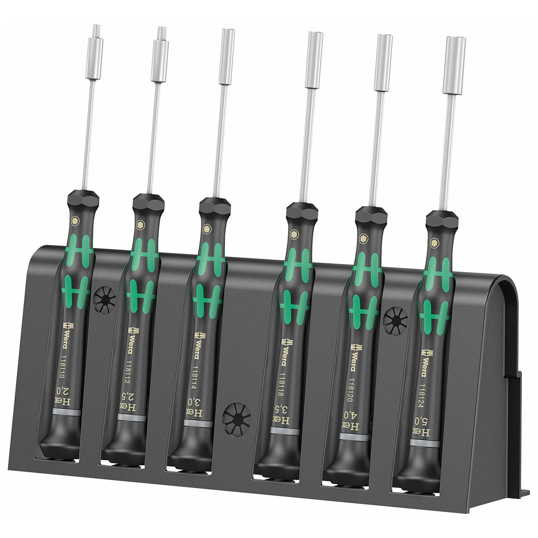 WERA 05118158001 Metric Precision Micro Nutdriver Set and Rack (6-Piece) Wera