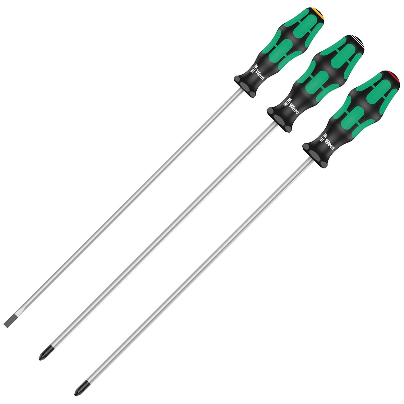 WERA 05347735002 Kraftform Plus Long Shaft Screwdrivers - 300 mm Long Shafts (3 Piece Set) Wera