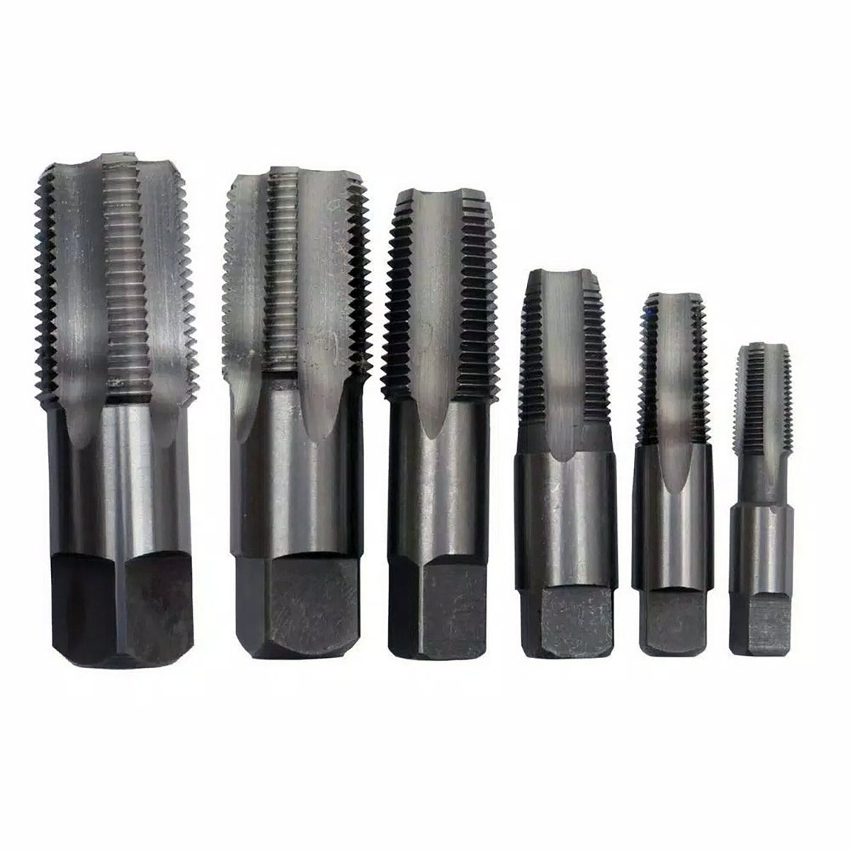 DRILL DWTPT181SET AMERICA Carbon Steel NPT Pipe Tap Set In Wood Case 1" - 1-1/2" (6 Piece Set) Drill America