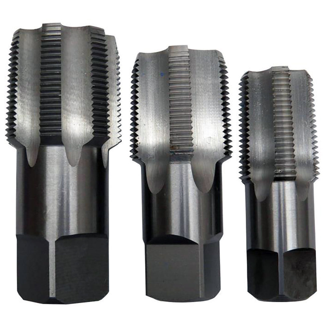 DRILL POUCSNPT3 AMERICA Carbon Steel NPT Pipe Tap Set In Carry Pouch 1" - 1-1/2" (3 Piece Set) Drill America