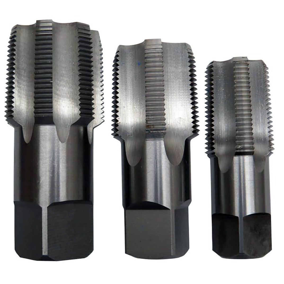 DRILL POUCSNPT3 AMERICA Carbon Steel NPT Pipe Tap Set In Carry Pouch 1" - 1-1/2" (3 Piece Set) Drill America