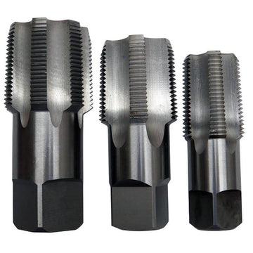 DRILL POUCSNPT3 AMERICA Carbon Steel NPT Pipe Tap Set In Carry Pouch 1" - 1-1/2" (3 Piece Set) Drill America